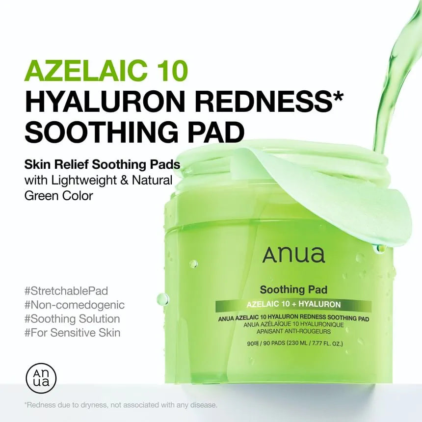 Anua Azelaic 10 Hyaluron Redness Soothing Pad 90 Pads (230 ml)