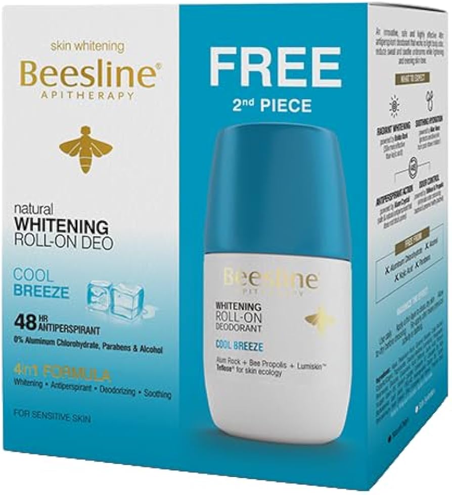 (Beesline Whitening Roll-On Deodorant-Cool Breeze Promo Pack 1+1 free) 50ml