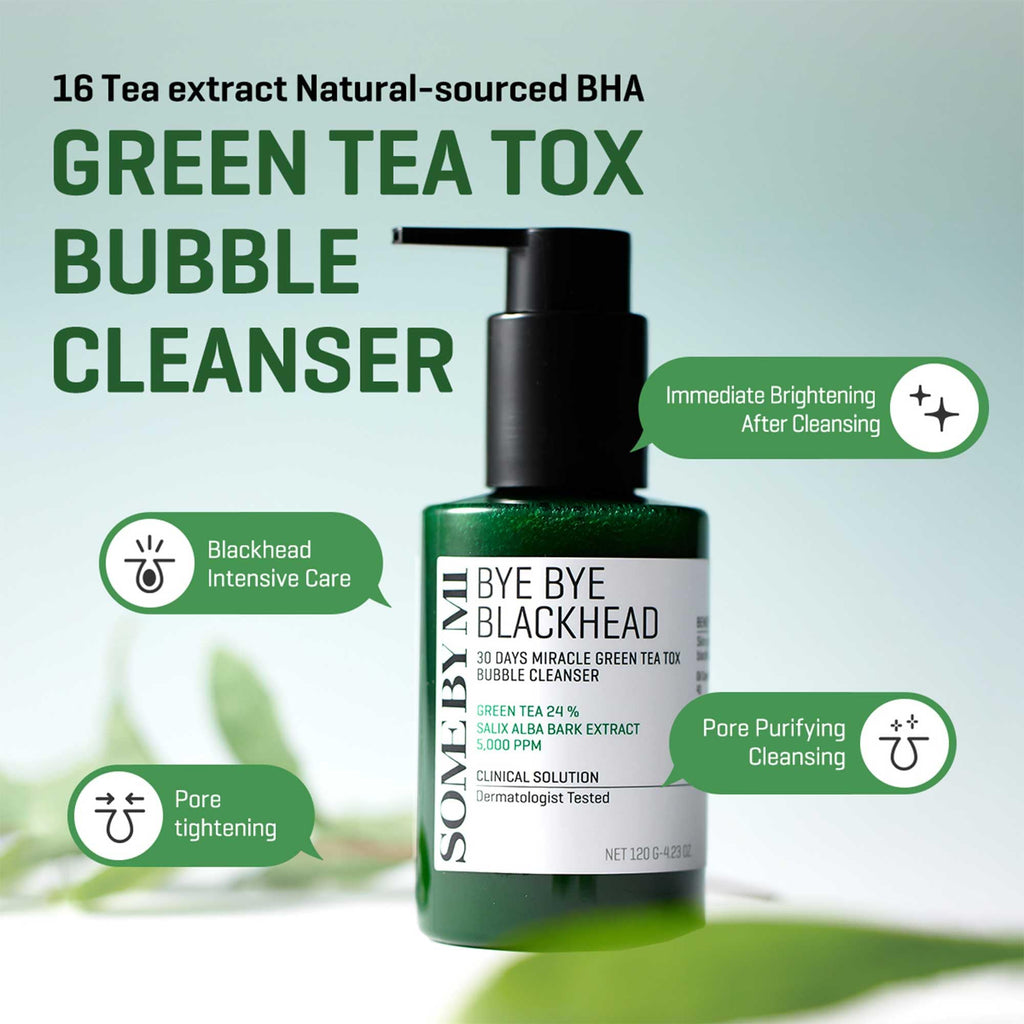 Some By Mi Bye Bye Blackhead 30 Days Miracle Green Tea Tox Bubble Cleanser (120g)