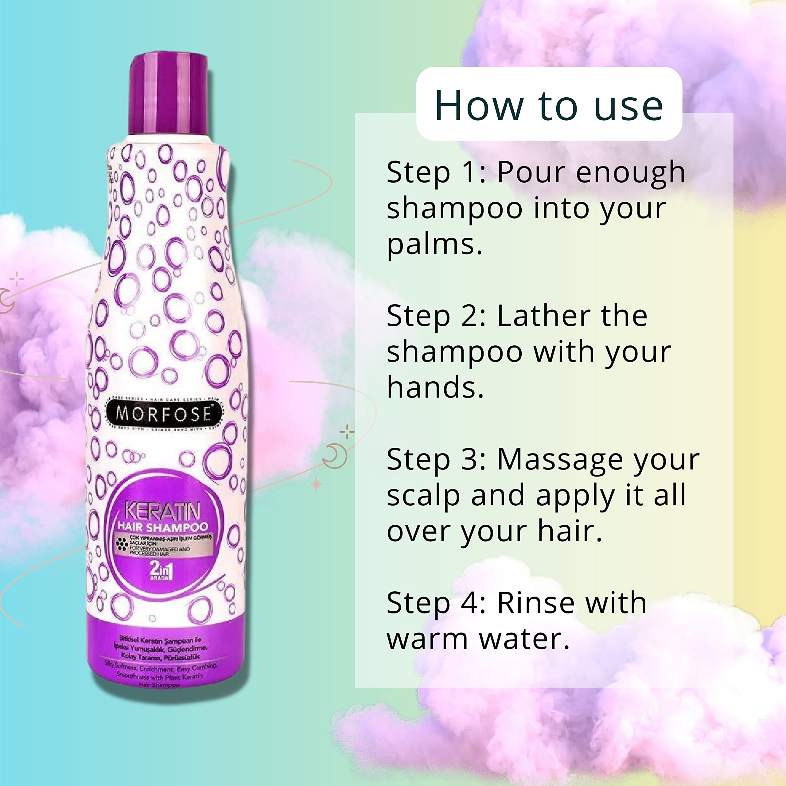Morfose Professional Keratin Hair Shampoo 2in1 For Very Damaged & Processed Hair 500ml