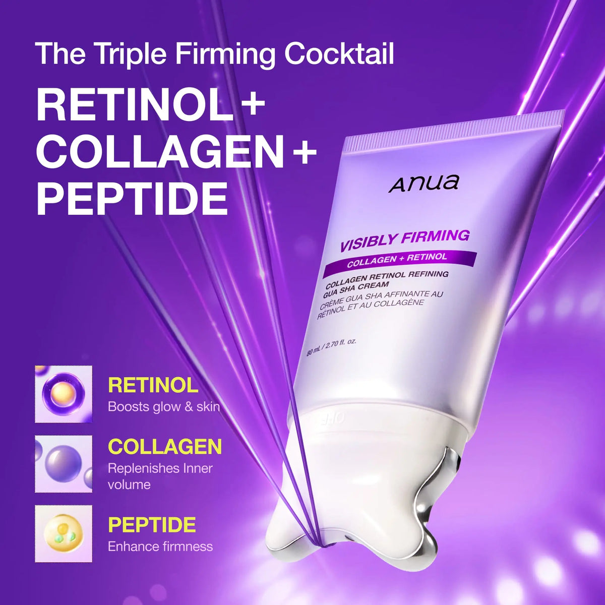 Anua Visibly Firming Collagen + Retinol Refining Gua Sha Cream 80ml