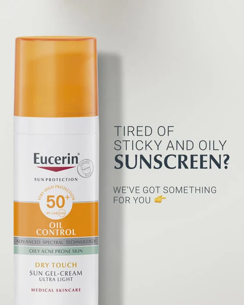 Eucerine Sun Gel Cream Oil Control Sun Cream SPF50 - 50ml | يوسيرين واقي شمسي جل كريم للتحكم بالزيوت - 50 مل