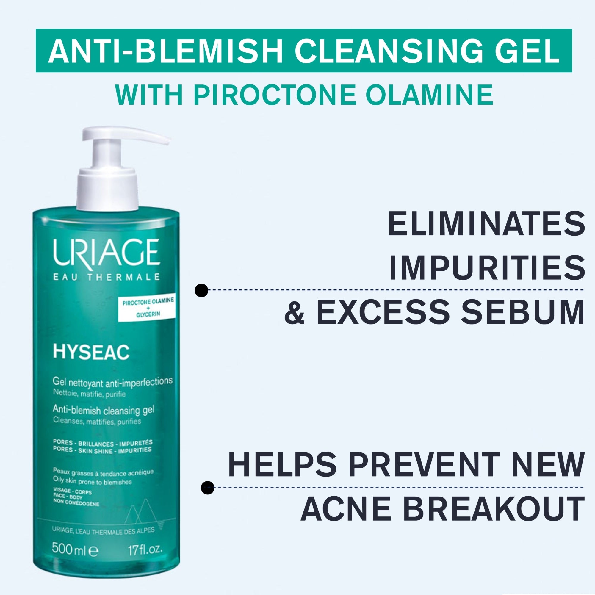 Uriage Hyséac Anti-Blemish Cleansing Gel (500ml)